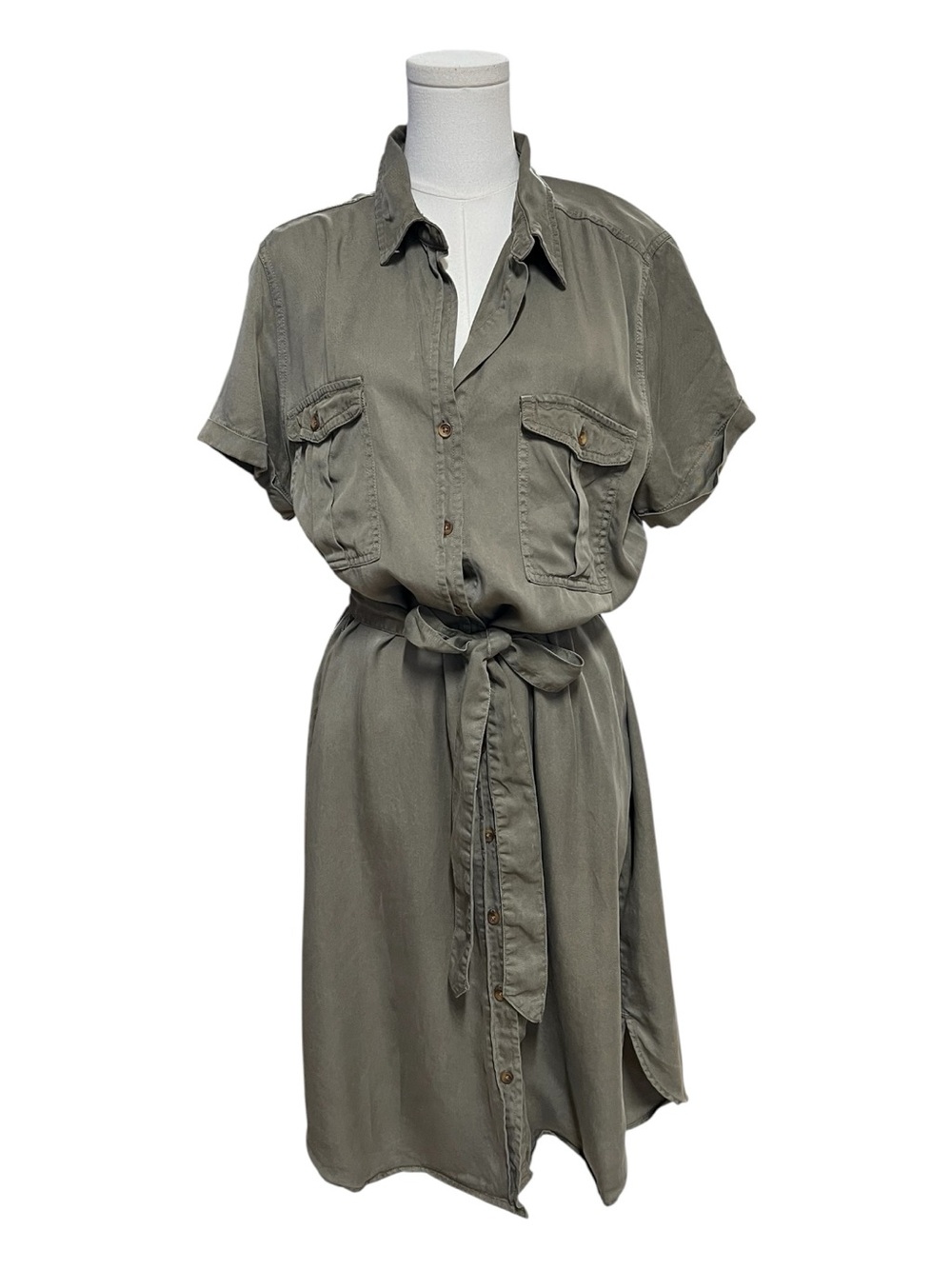 🆕 NWOT Teddi Rose Olive Green Tencel Shirt Dress | Size XL